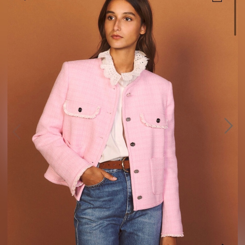 Sandro Diana Tweed Jacket (Size 36, US 2)